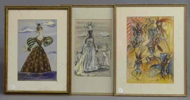 Appraisal: Three watercolors by Miles White N Y - including Jamaican