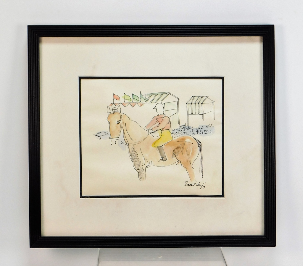 Appraisal: AFT RAOUL DUFY JOCKEY ILLUSTRATION WC PAINTING France - Depicts