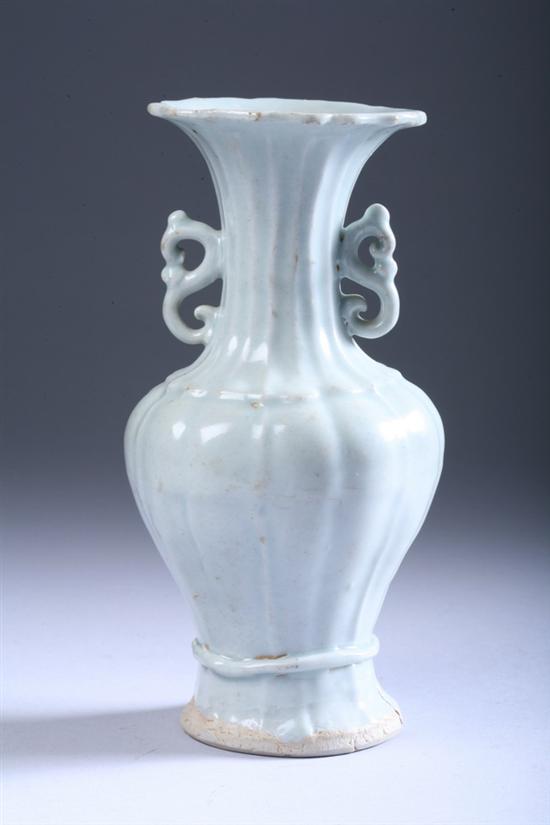 Appraisal: CHINESE QINGBAI PORCELAIN VASE Yuan Dynasty Fluted body and neck