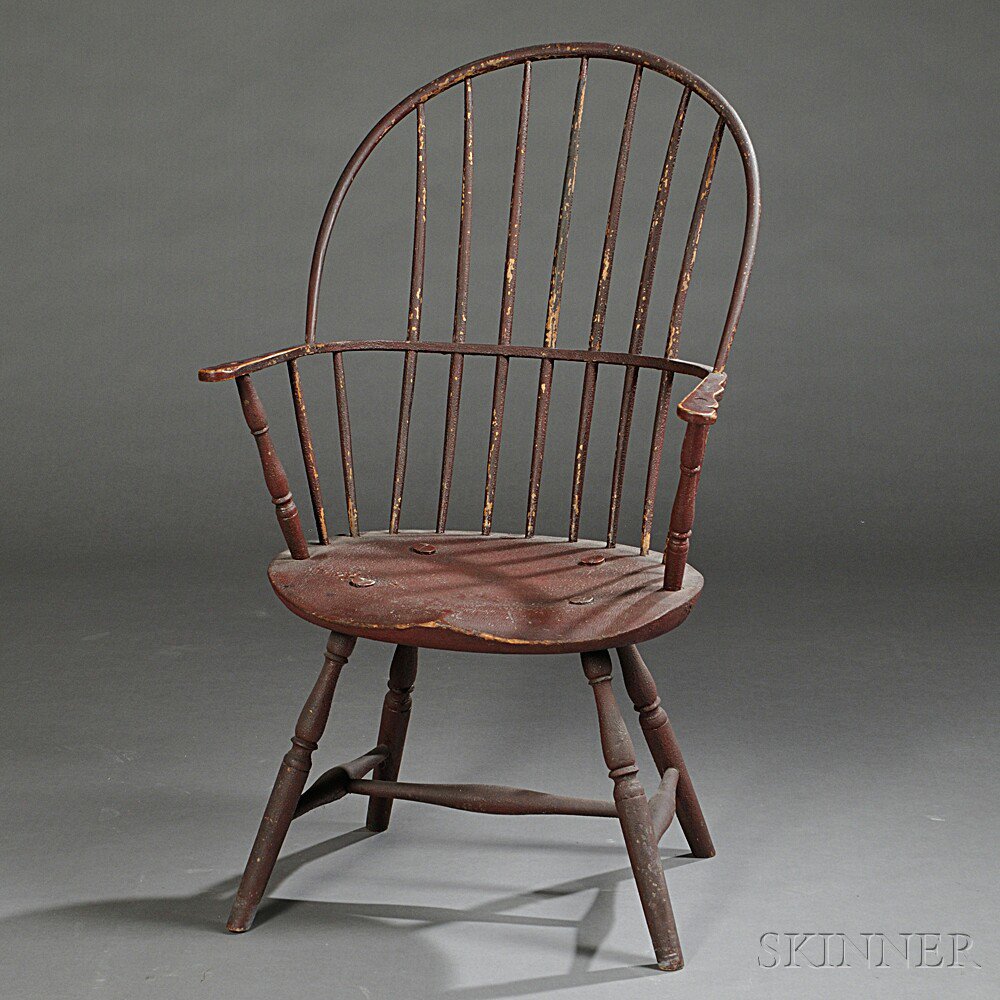 Appraisal: Red-painted Sack-back Windsor Chair New England late th century with