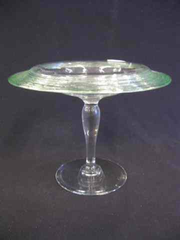 Appraisal: Steuben Art Glass Tall Compote light emerald threading on clear