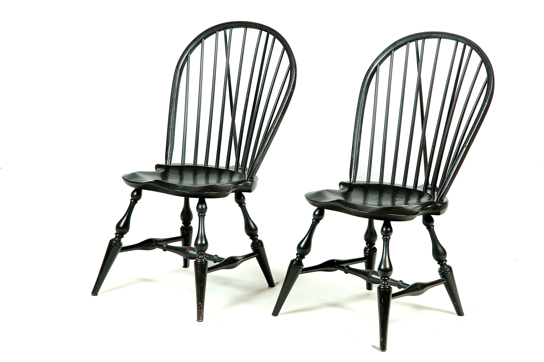 Appraisal: PAIR OF BRACE-BACK WINDSOR CHAIRS American th century mixed woods