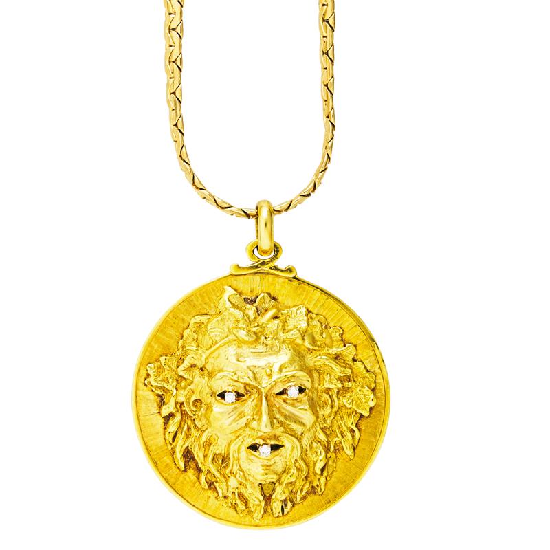 Appraisal: GOLD DIAMOND BOCCA DELLA VERITA NECKLACE Condition Report