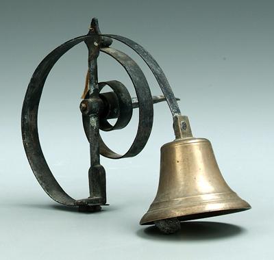 Appraisal: Spring mounted brass gate bell with spike for mounting probably