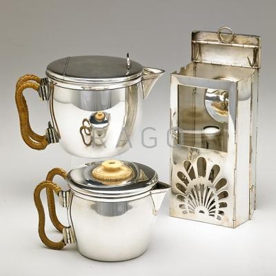 Appraisal: TIFFANY AND CO Four-piece silver plate campaign set France ca