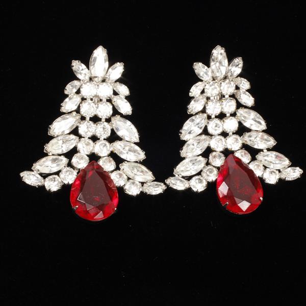 Appraisal: Scaasi designer diamante earrings with ruby and colorless crystal stones