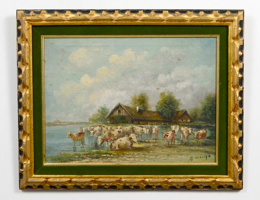 Appraisal: KALMAN MESTERHAZY Hungarian - Landscape with Cows Signed l r