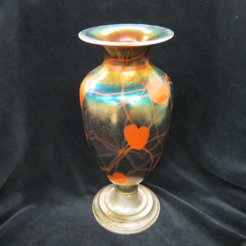 Appraisal: Imperial Art Glass Vase freehand style with iridescent heart vine