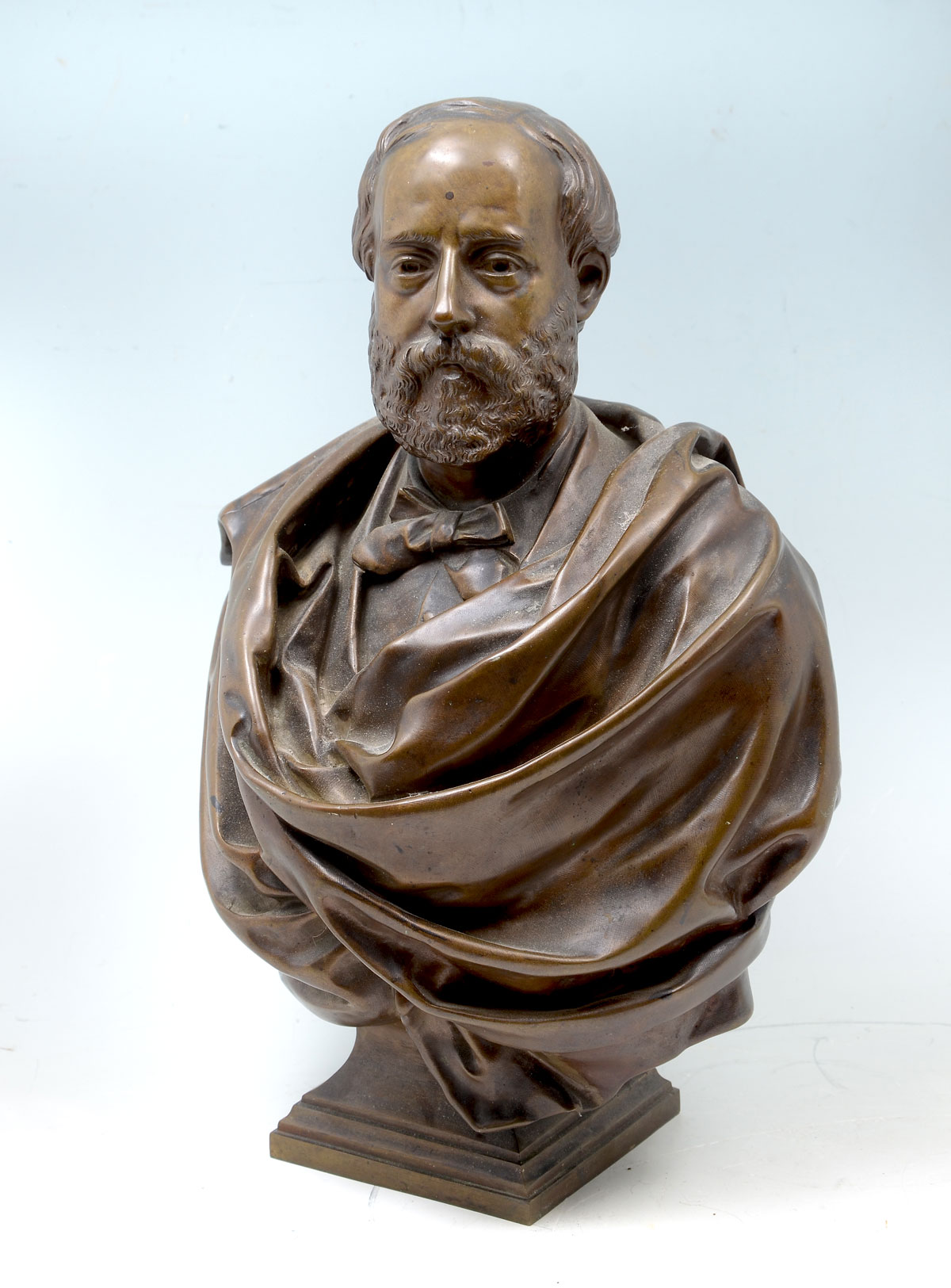 Appraisal: BRONZE BUST OF A SCHOLARLY FELLOW Balding Bearded Gentleman in