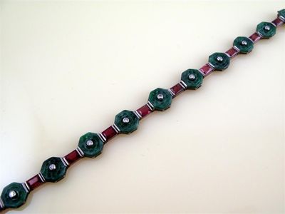 Appraisal: An Art Deco jade diamond and pink tourmaline bracelet the