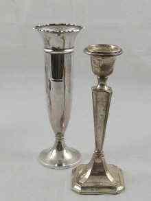 Appraisal: A silver vase cm high loaded Birmingham together with an