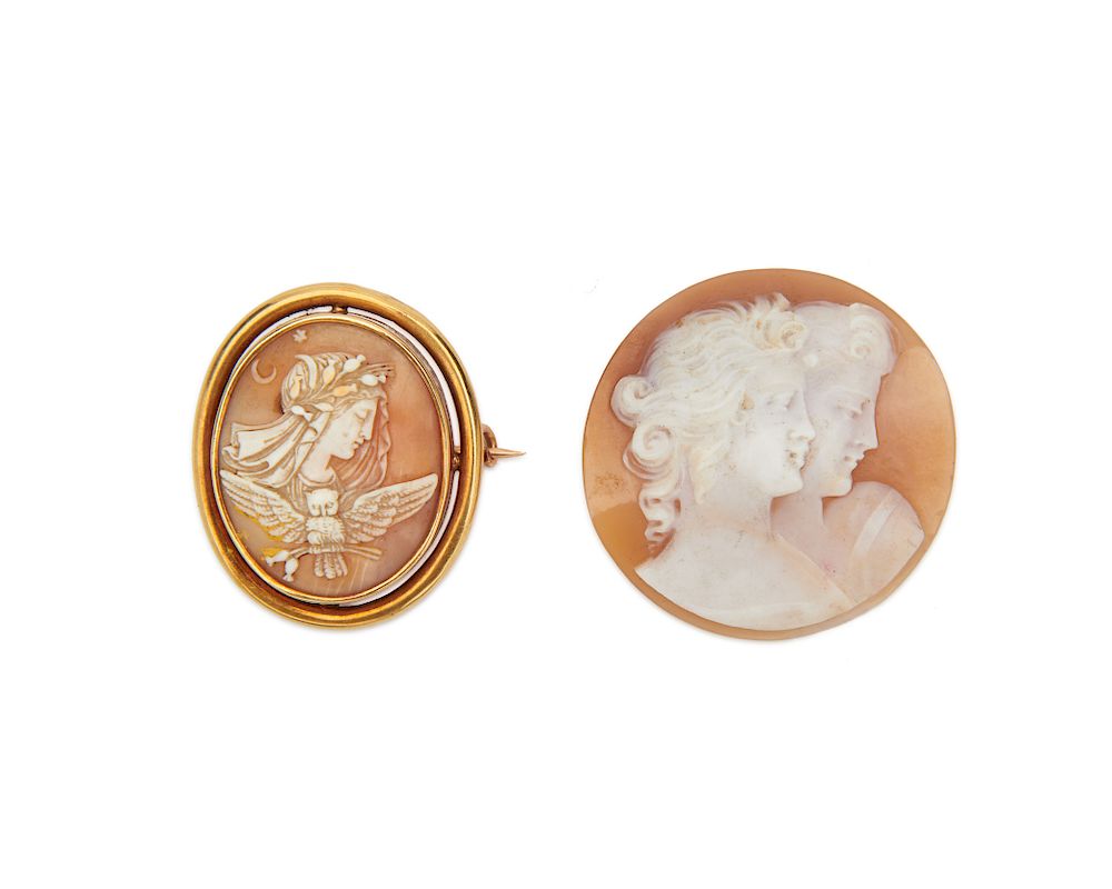 Appraisal: Two Carved Shell Cameos Two Carved Shell Cameos one depicting