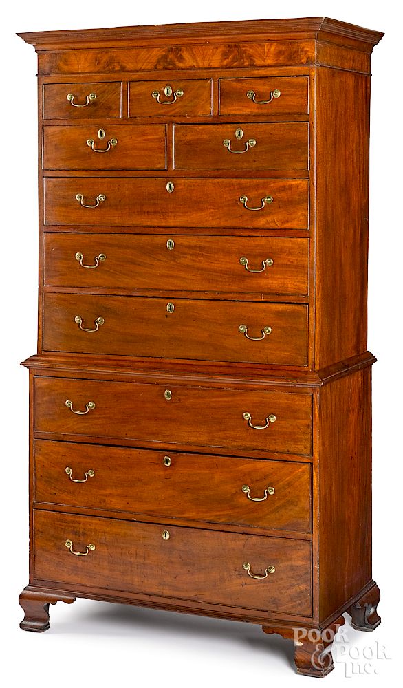 Appraisal: Philadelphia Chippendale mahogany chest on chest Exclusive on Bidsquare Philadelphia