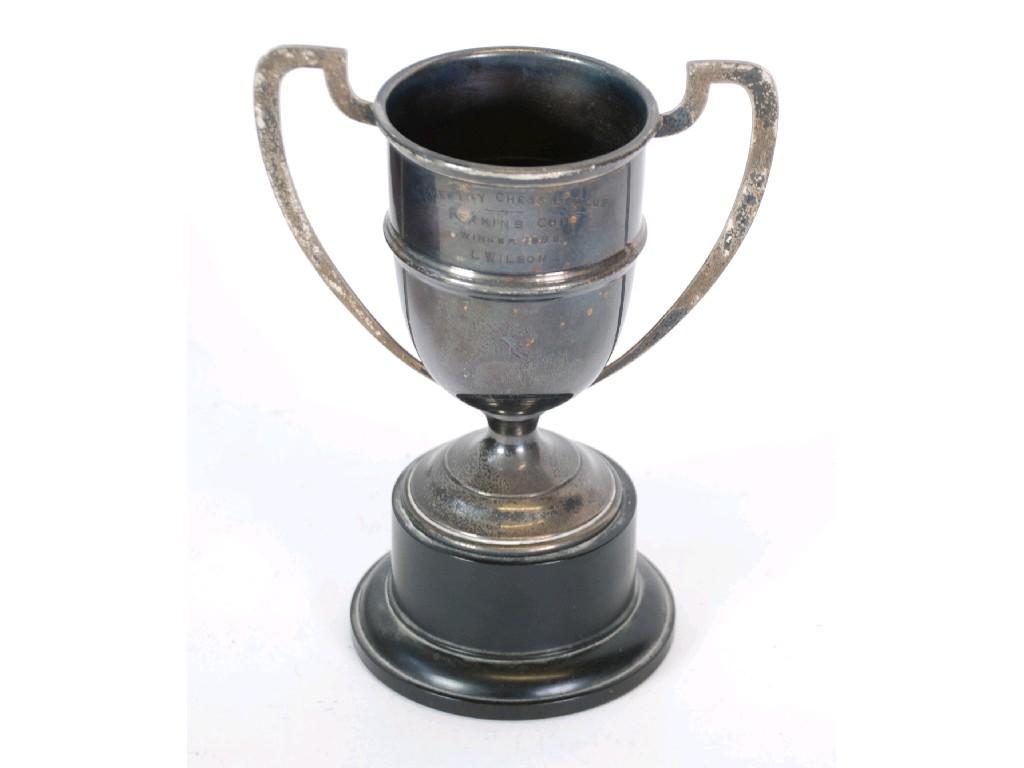 Appraisal: GEORGE VI SILVER TWO HANDLED TROPHY CUP typical form with