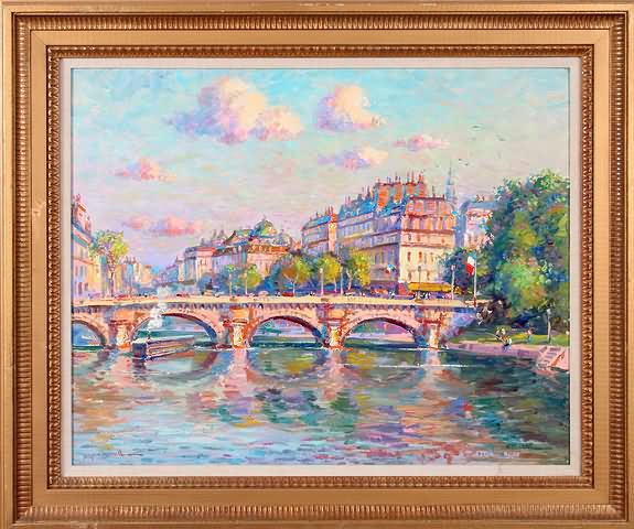 Appraisal: Pont-Neuf Bridge-Paris oil on masonite x SLL Wayne Morrell titled