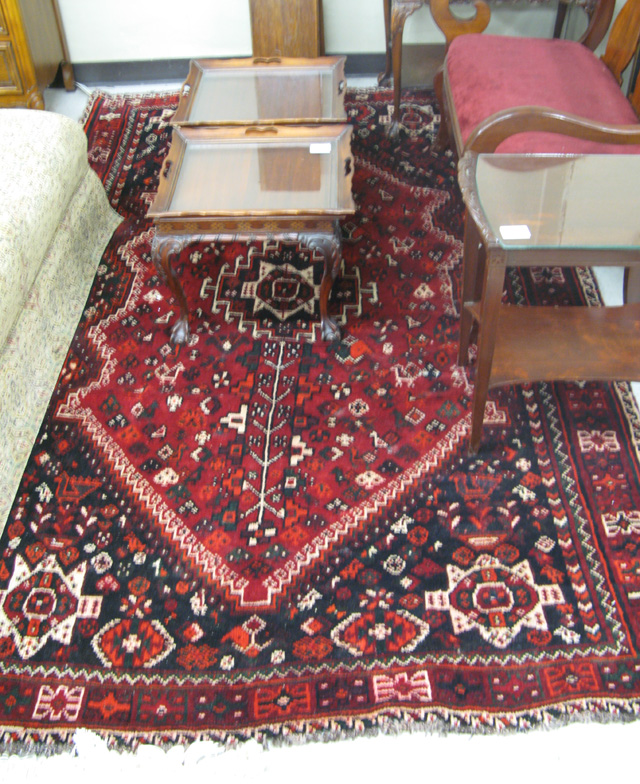 Appraisal: PERSIAN SHIRAZ CARPET Fars Province south central Iran central geometric