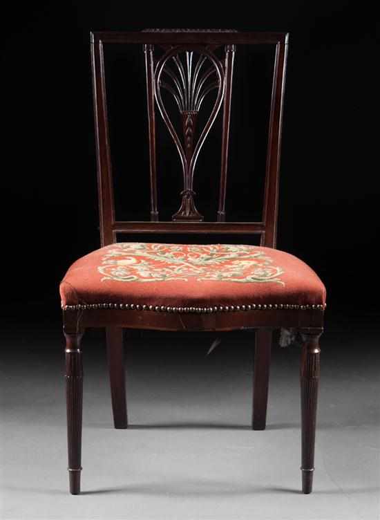 Appraisal: Federal mahogany racquet-back side chair Baltimore circa serpentine front with