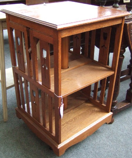 Appraisal: A late th century oak revolving bookcase of square form