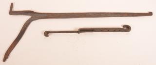 Appraisal: Two Pieces of Iron Hearth Equipment st Fireplace crane l