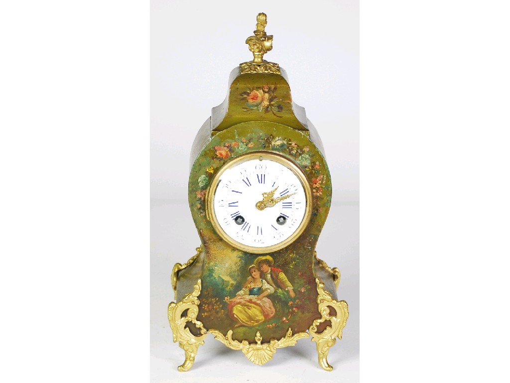 Appraisal: LATE TH CENTURY FRENCH PAINTED MANTEL CLOCK enamelled dial set