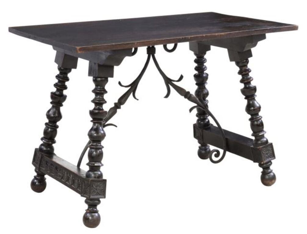 Appraisal: Spanish Baroque style table early th c rectangular top rising