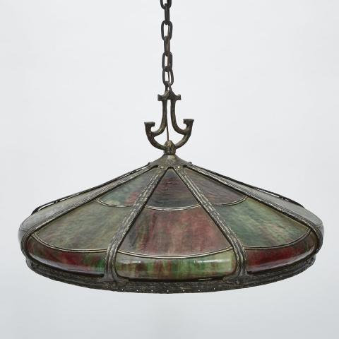 Appraisal: American Arts and Crafts Slag Glass Hanging Fixture c with