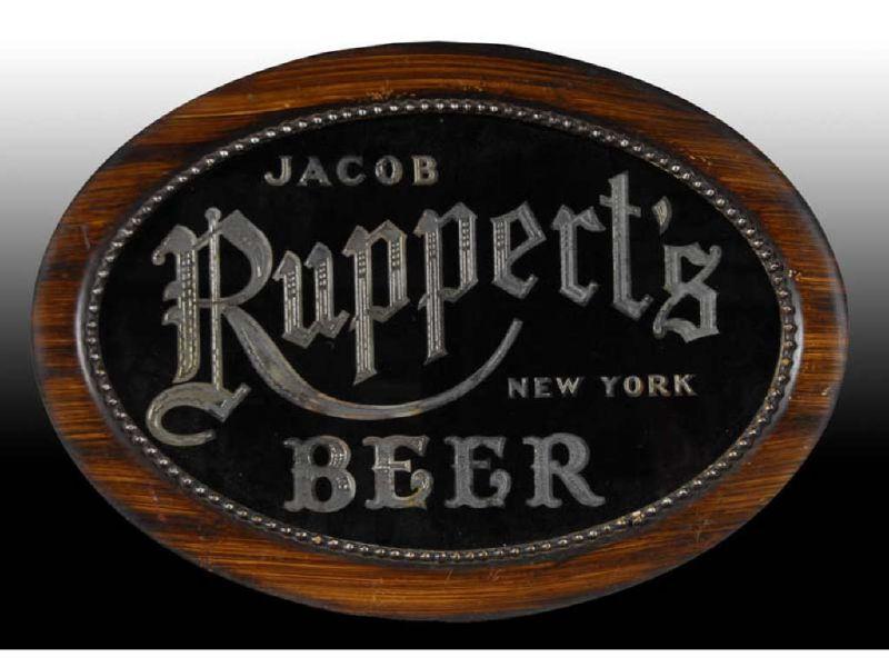 Appraisal: Small Oval Ruppert's Beer Reverse Painting Adverti Description '' L