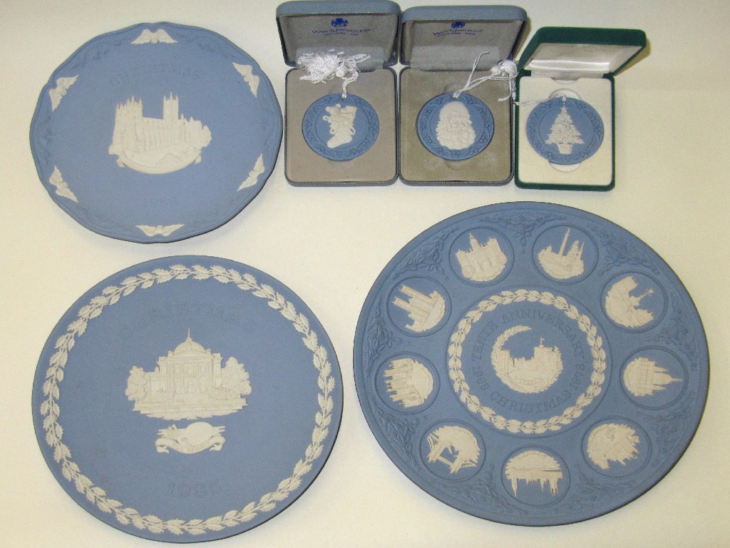 Appraisal: Wedgwood tenth anniversary Christmas plate Christmas plate three Christmas tree