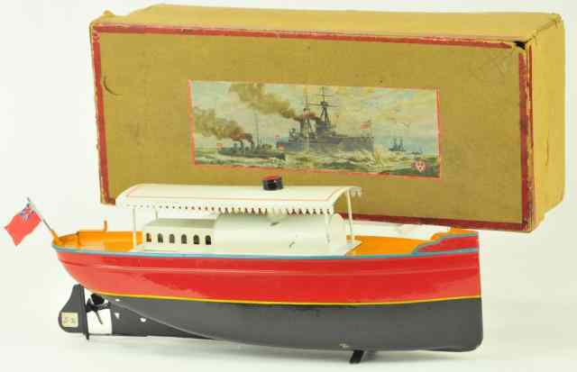 Appraisal: BING ELECTRIC DRIVEN BOXED RIVERBOAT Germany c red and black