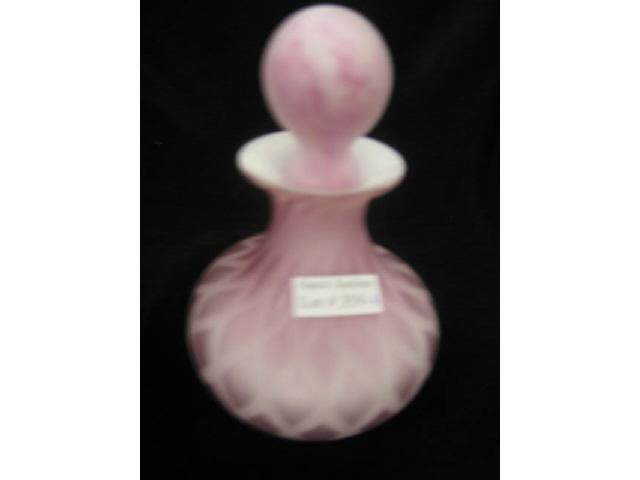 Appraisal: Pink Satin Art Glass Perfume Bottle diamond quilted M O