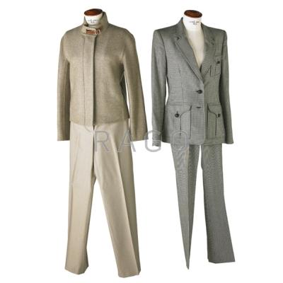 Appraisal: HERMES AND SAINT LAURENT WOOL PANT SUITS France Hermes camel