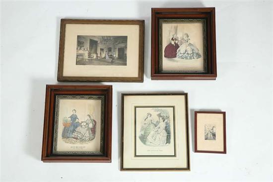 Appraisal: FIVE FRAMED PICTURES Two Wallace Nuttings A Ball at the