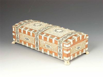 Appraisal: An Anglo-Indian sandalwood and ivory mounted rectangular box Vizagapatam late