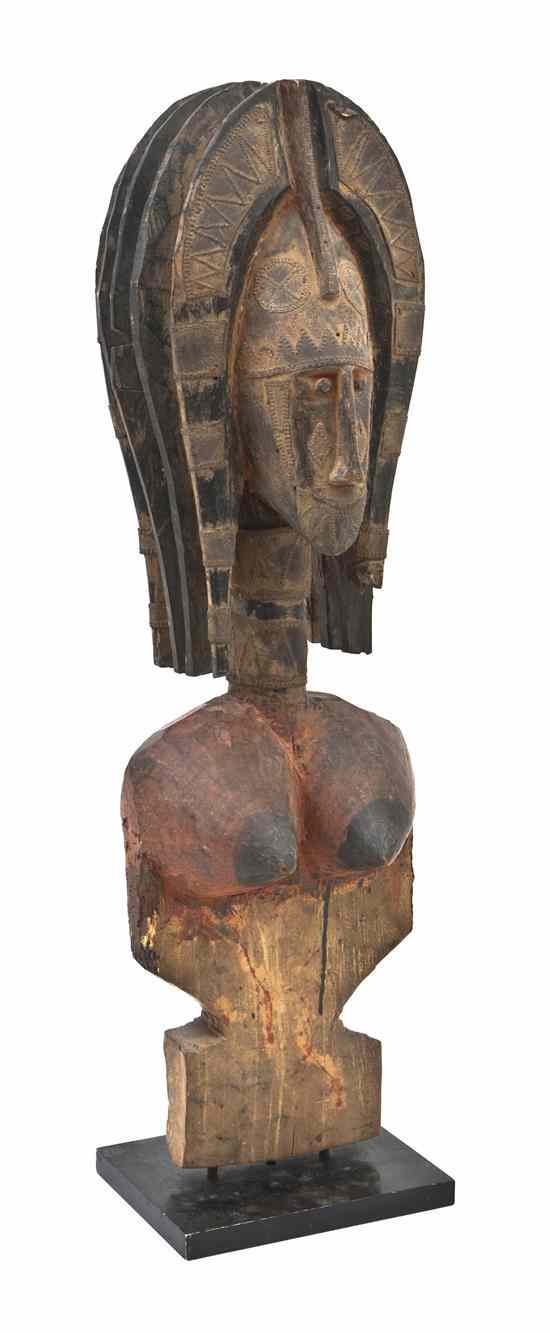 Appraisal: A Bambara Style Carved Wood Figure of double-sided form depicting