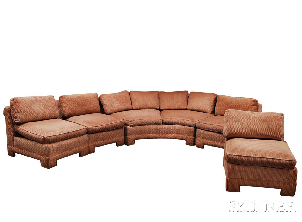 Appraisal: Five-piece Upholstered Sectional Sofa Estimate - The absence of a