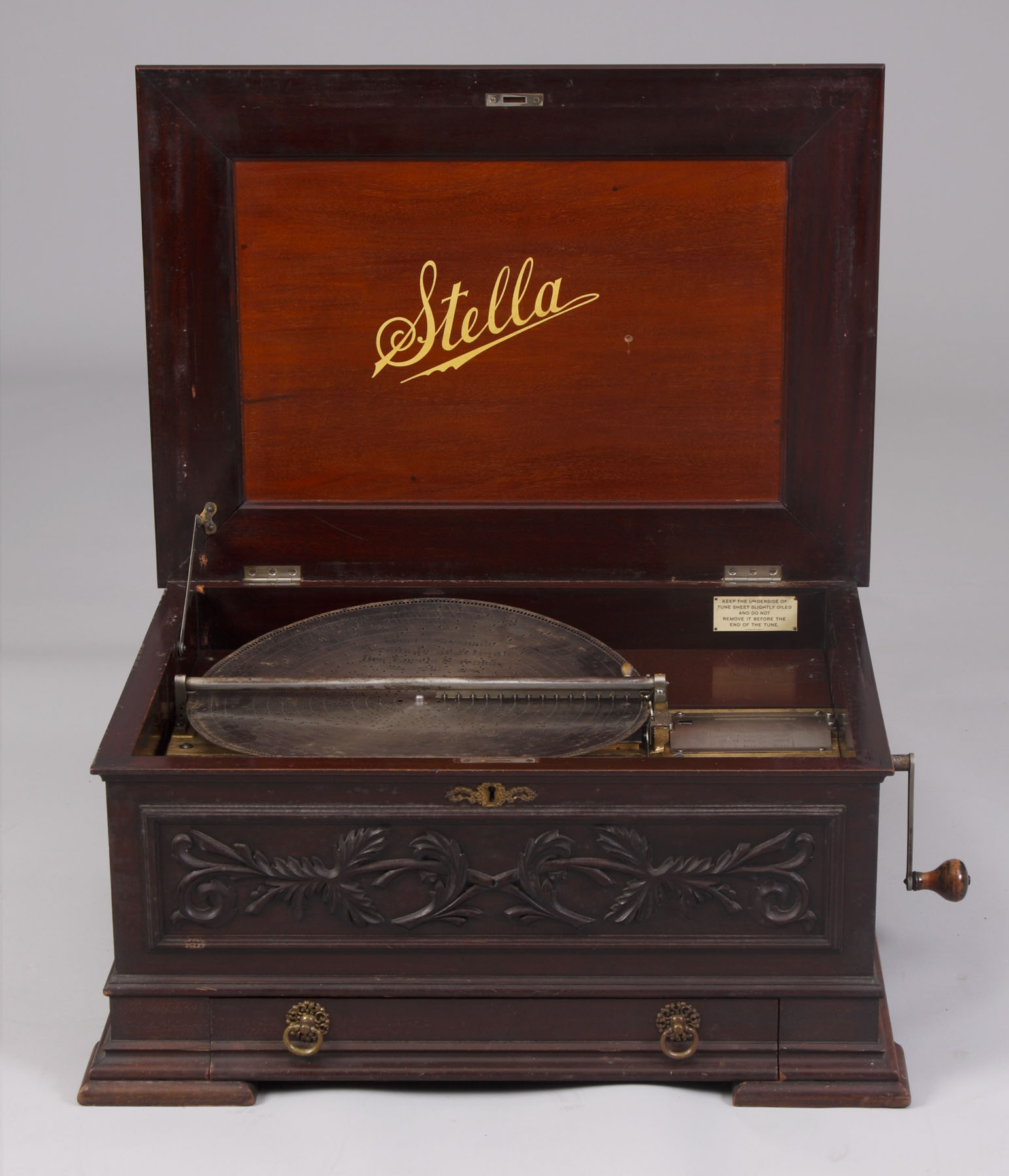 Appraisal: Stella Double Comb Music Box Carved mahogany case Approx discs