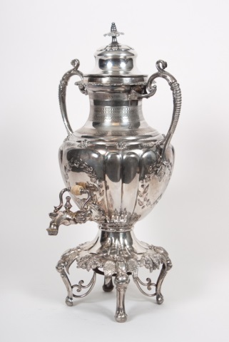 Appraisal: American Rococo Revival silver-plate hot water urn makers P B