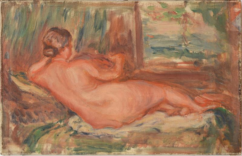 Appraisal: EUROPEAN SCHOOL RECLINING NUDE Oil on canvas unsigned with Italian