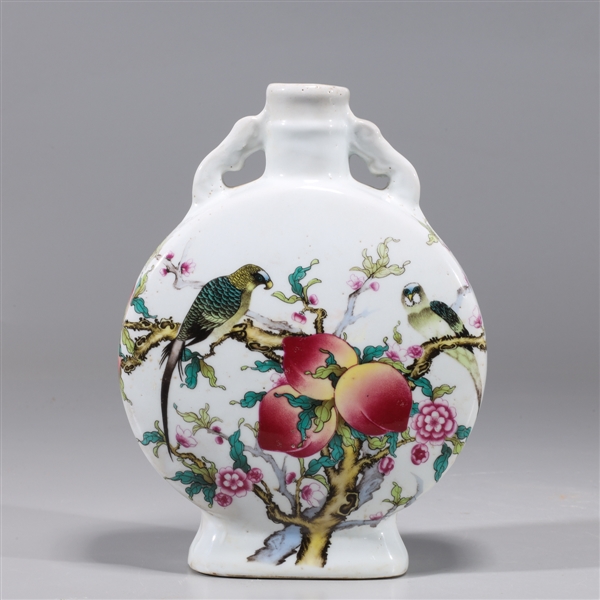 Appraisal: Chinese famille rose enameled porcelain vase with molded handles to