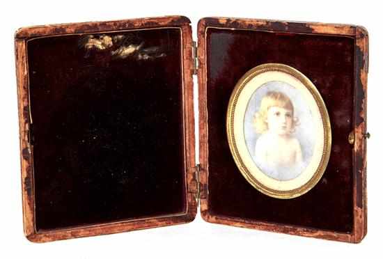 Appraisal: Portrait miniature of child possibly Gourdin family American school th