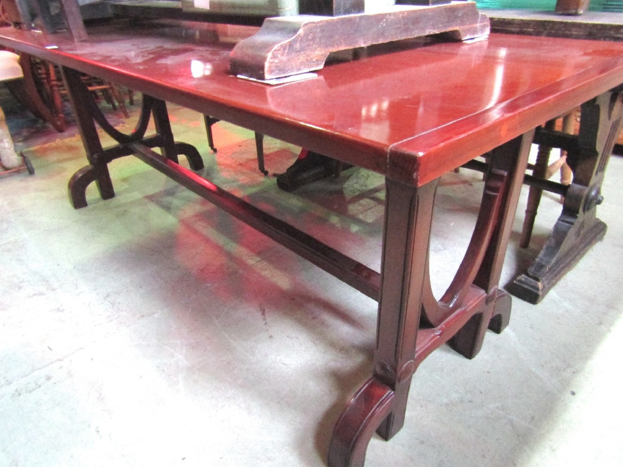 Appraisal: A Chinese hardwood refectory table the rectangular top raised on