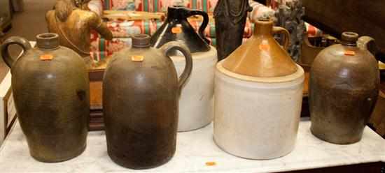 Appraisal: Five stoneware jugs Estimate - No condition report supplied