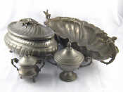 Appraisal: Pewter and white metal A covered oval tureen x cm