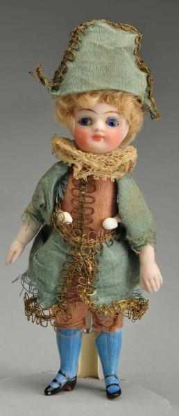 Appraisal: French All-Bisque Mignonnette Jester Doll Description Incised Sweet round face