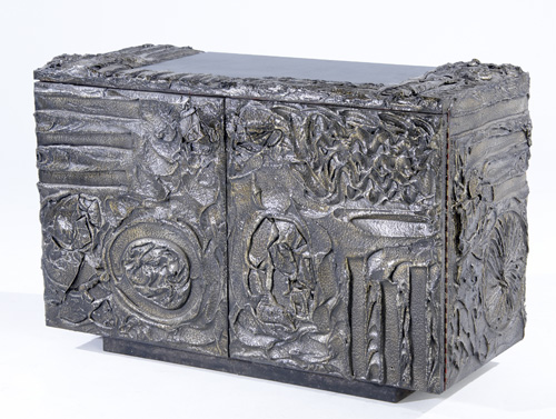 Appraisal: PAUL EVANS Sculpted Bronze two-door sideboard with slate top x