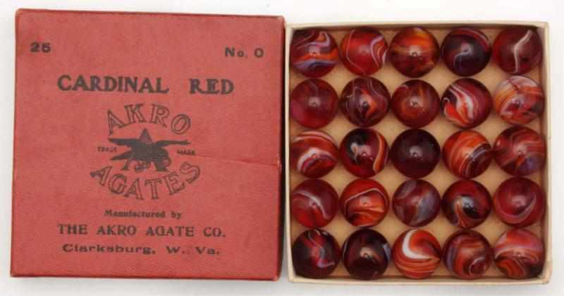 Appraisal: Akro Agate No Box of Cardinal Red Marbles Includes cardinal