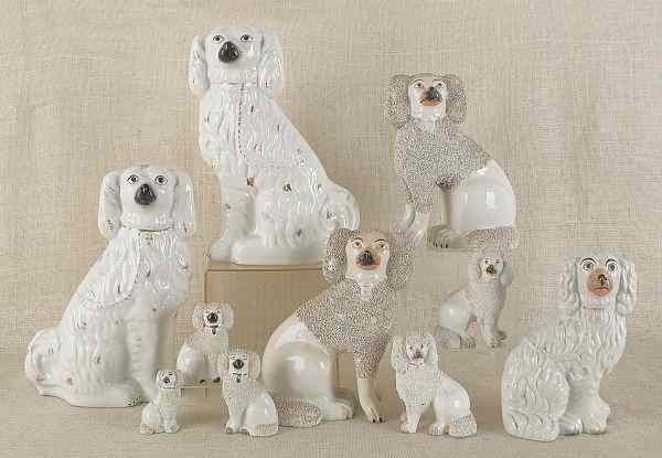 Appraisal: Collection of ten Staffordshire spaniels th c tallest -