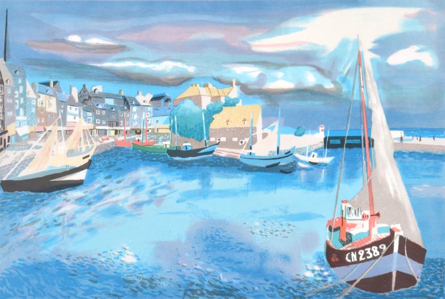 Appraisal: GEORGES LAMBERT FRENCH - Harbour Scene screenprint GEORGES LAMBERT FRENCH