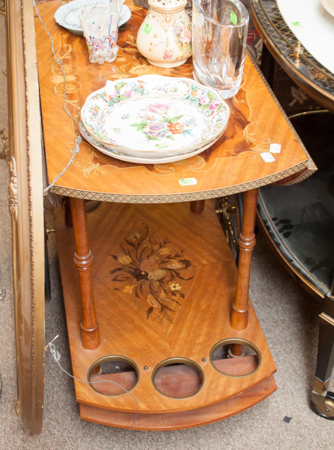 Appraisal: Tea cart with floral inlay