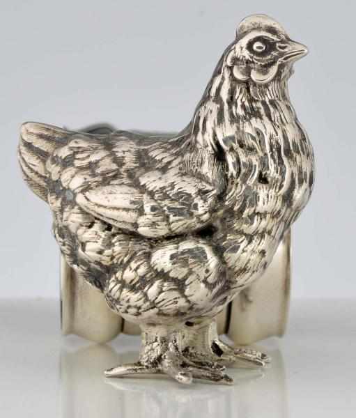 Appraisal: Standing Hen by Holder Figural Napkin Ring By Meriden Britannia